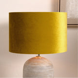 Bow Mustard Velvet Cylinder Lampshade - 25cm