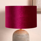 Bow Raspberry Velvet Cylinder Lampshade - 25cm