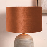 Bow Tobacco Velvet Cylinder Lampshade - 35cm