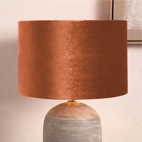 Bow Tobacco Velvet Cylinder Lampshade - 45cm