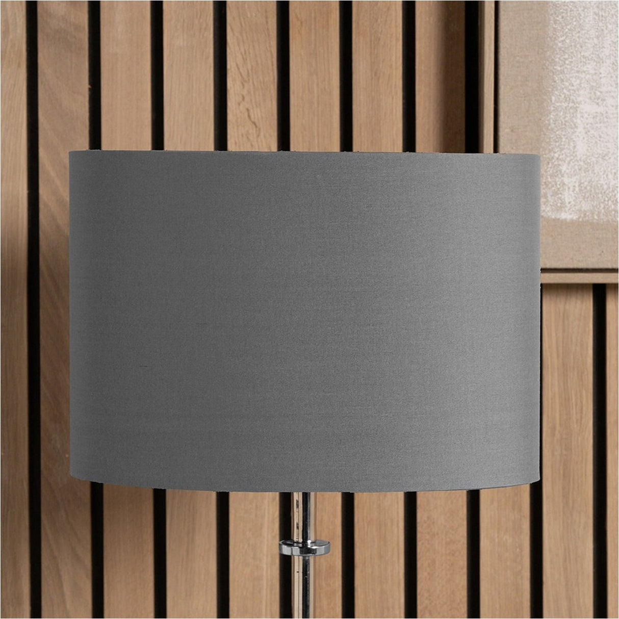 Mia Steel Grey Oval Cotton Mix Lampshade - 20cm