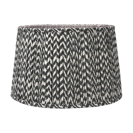 Vienna Black Chevron Pleated Lampshade, 45cm, tapered drum shape with pleated fabric in a black and cream zigzag pattern, shown against a plain white background.
