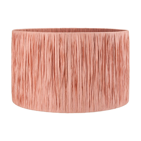 Tilia Apricot Raffia Cylinder Lampshade, 35cm wide drum shade with textured woven raffia in apricot orange, shown on a plain white background.