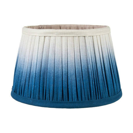 Scallop Blue Ombre Soft Pleated Tapered Lampshade, 20cm, fabric with pleated sides fading from white to blue, shown on a plain white background.