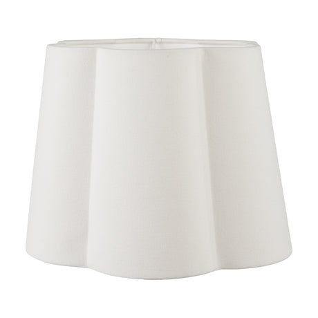 Posy White Handloom Scalloped Tapered Lampshade, 35cm, in white fabric with a scalloped edge, shown on a plain white background.