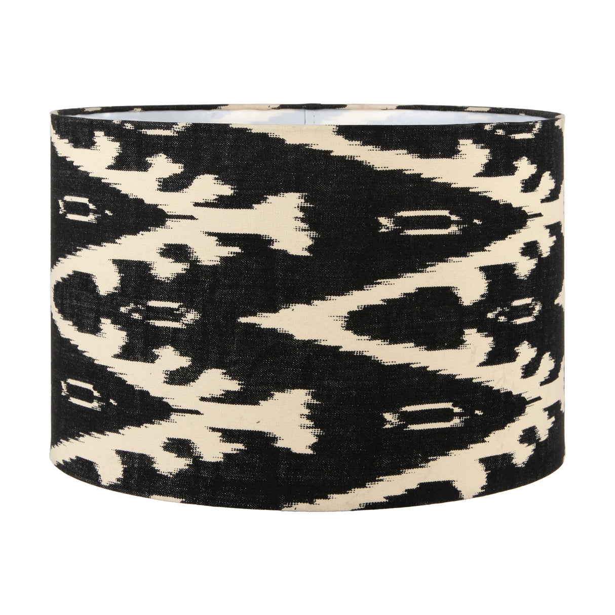 Lars Black Ikat Cylinder Lampshade - 30cm