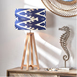 Lars Ocean Blue Ikat Cylinder Lampshade - 30cm