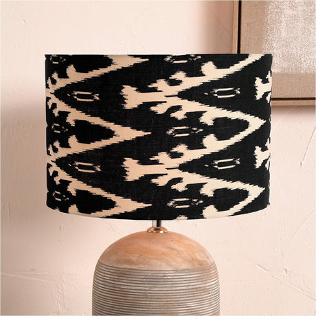 Lars Black Ikat Cylinder Lampshade - 35cm