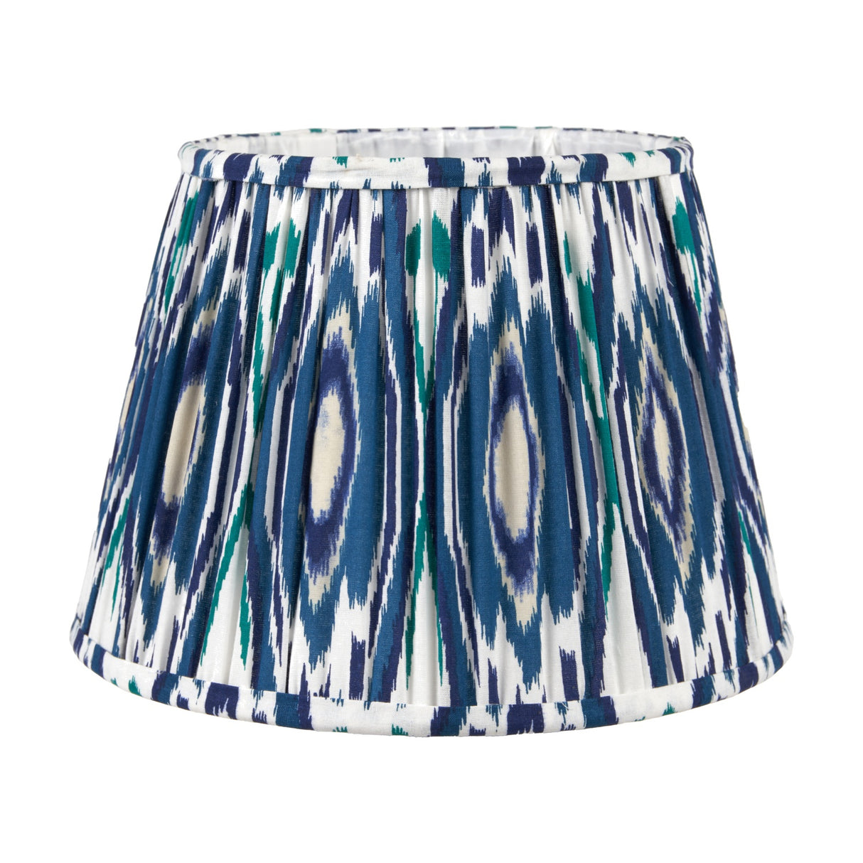 Izara Ocean Blue Ikat Pleated Tapered Lampshade - 35cm