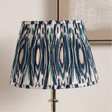 Izara Ocean Blue Ikat Pleated Tapered Lampshade - 35cm