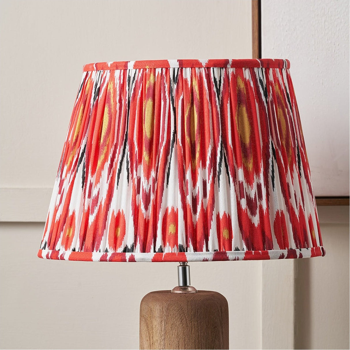 Izara Red Ikat Pleated Tapered Lampshade - 40cm