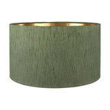 Stellan Green Slubbed Silk Mix Gold Lined Cylinder Lampshade - 35cm