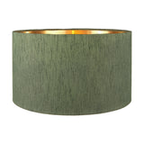 Stellan Green Slubbed Silk Mix Gold Lined Cylinder Lampshade - 35cm
