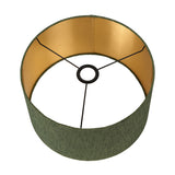 Stellan Green Slubbed Silk Mix Gold Lined Cylinder Lampshade - 35cm