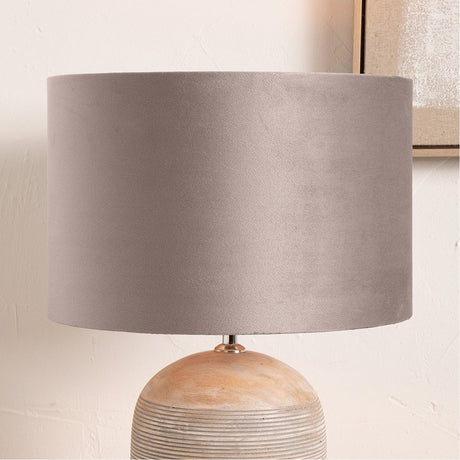 Rene Greige Velvet Cylinder Lampshade - 30cm