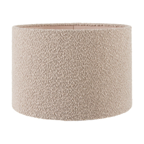 Rouen Taupe Boucle Cylinder Lampshade, 30cm wide, textured fabric drum shade with pale pink interior lining, shown on a plain white background.