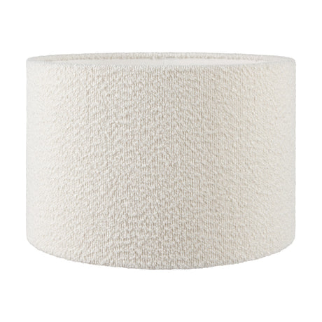 Rouen White Boucle Cylinder Lampshade, 35cm, drum-shaped with textured fabric and white interior, shown on a plain white background.
