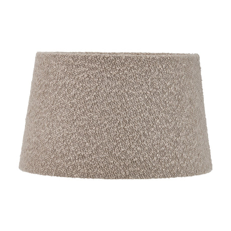 Martigues Taupe Boucle Tapered Lampshade, 35cm, in a textured fabric finish with a wide top and narrower base, shown on a plain white background.