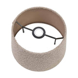 Martigues Taupe Boucle Tapered Lampshade, 35cm, shown top-down with textured fabric drum, dark metal fitter frame, and beige interior lining on a white background.