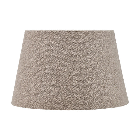 Martigues Taupe Boucle Tapered Lampshade, 50cm, in a textured fabric with a wide-to-narrow drum shape, shown on a plain white background.