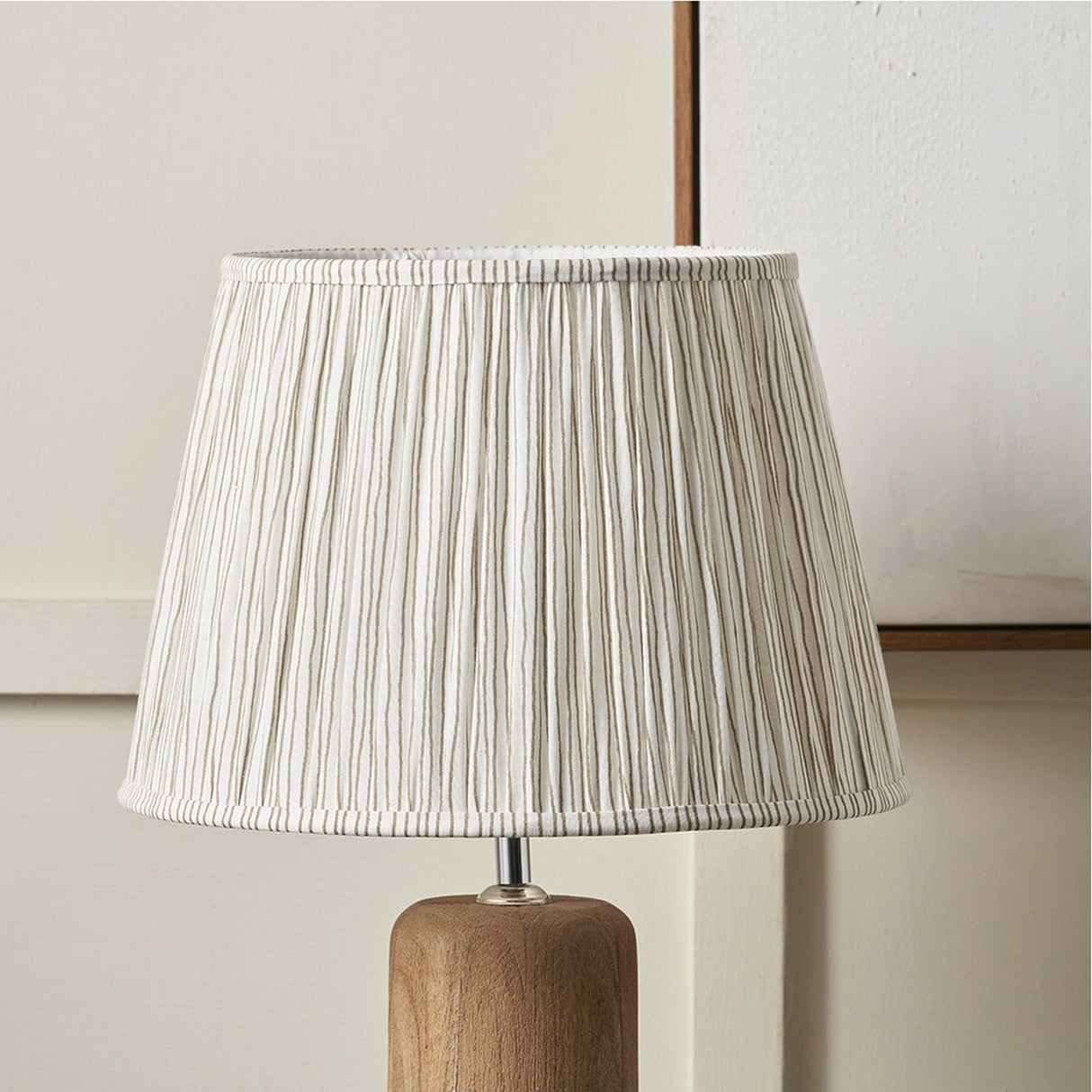 Thiago Natural Stripe Pleated Tapered Lampshade - 40cm