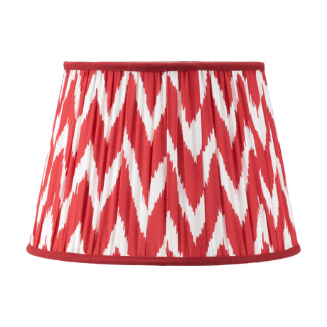 Kamilah Red Chevron Pleated Tapered Lamp Shade, 35cm, in red and white fabric with a red trim, shown on a plain white background.