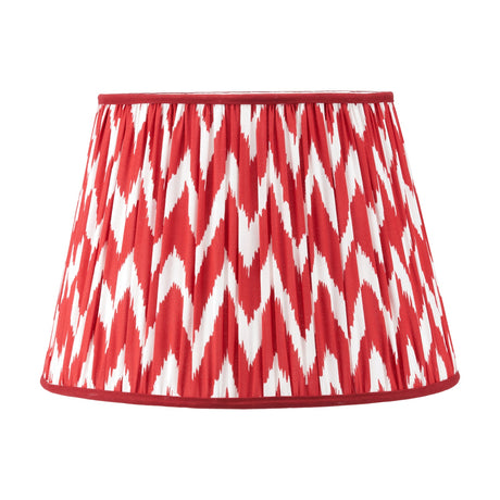 Kamilah Red Chevron Pleated Tapered Lamp Shade, 45cm, in red and white chevron pattern fabric with red trim edging, shown on a plain white background.