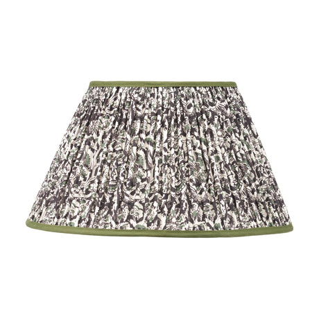 Ornella Green Floral Design Pleated Empire Lamp Shade, 45cm, in fabric with a gathered pleat design and green trim, shown against a plain white background.