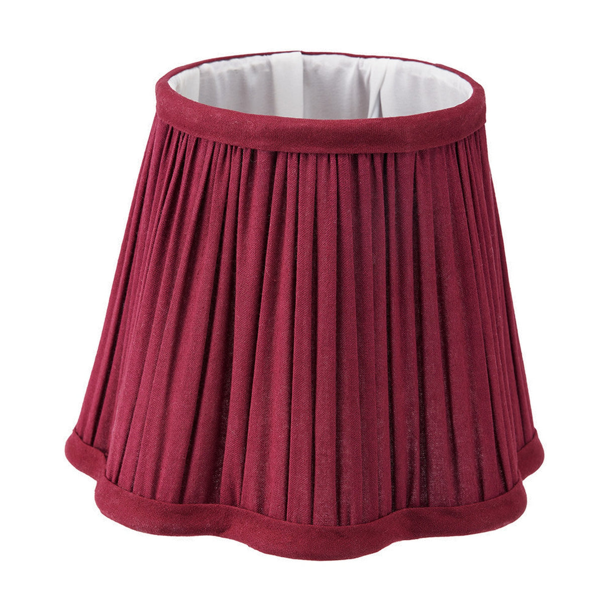 Malia Mulberry Red Pleated Scalloped Tapered Lamp Shade - 18cm