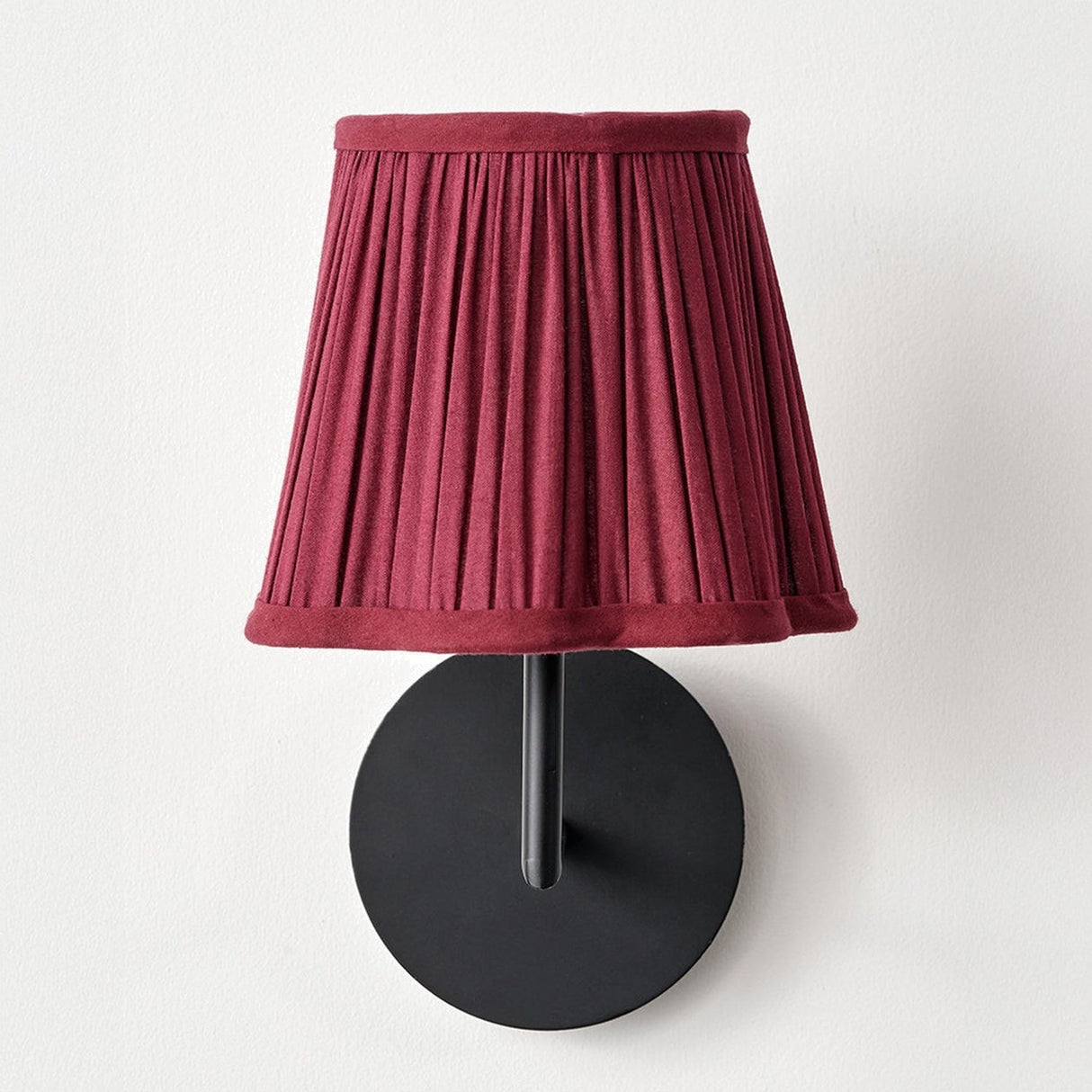 Malia Mulberry Red Pleated Scalloped Tapered Lamp Shade - 18cm