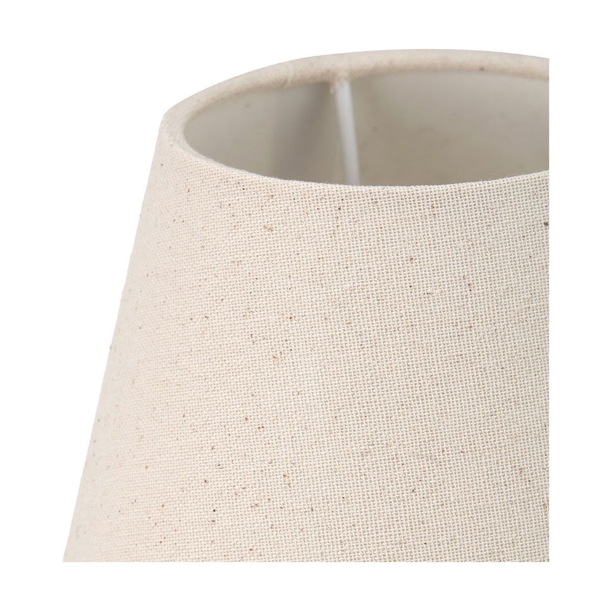 Close-up of the Seychelles Cream Slubby Cotton Empire Lampshade, 16cm, showing its textured fabric surface and tapered shape against a plain white background.