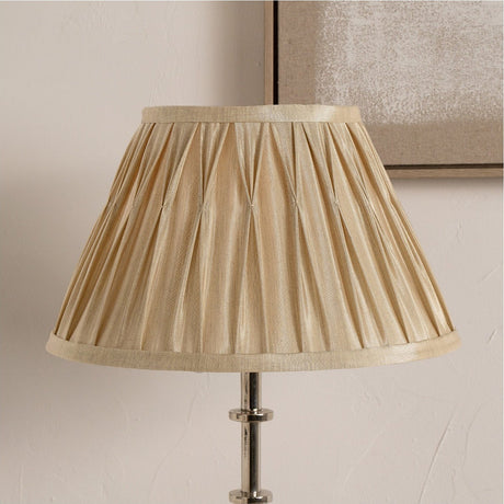 Garbo Gold Silk Mix Pinch Pleated Tapered Lampshade - 45cm