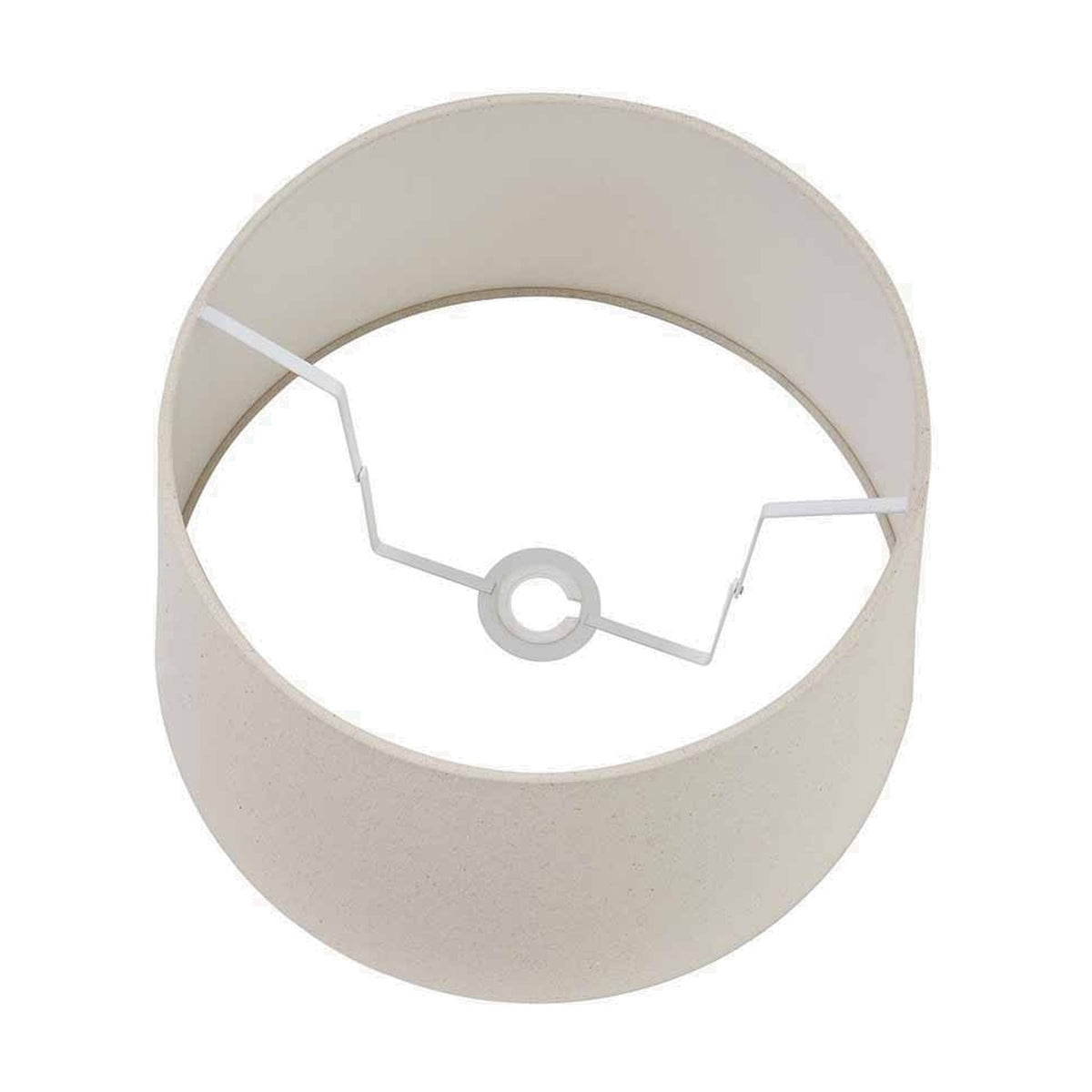 Coast Cream Calico Tapered Lampshade in 50cm, shown from above with white metal fitter frame, cream fabric drum shape, on a plain white background.