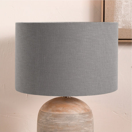 Lino Steel Grey Self Lined Linen Cylinder Lampshade - 30cm
