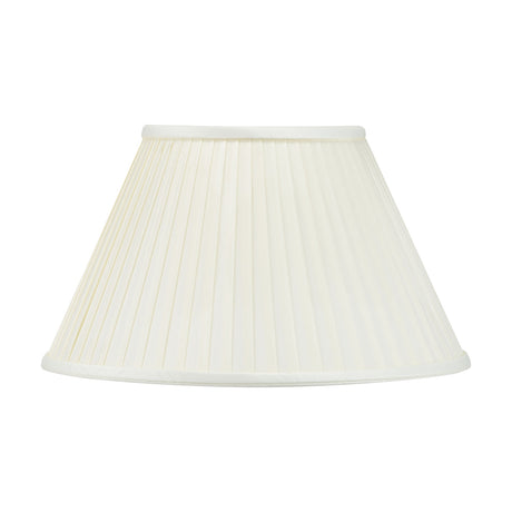 Bacall Almond Silk Knife Pleated Empire Lampshade, 35cm, with fabric trim edges, shown against a plain white background.