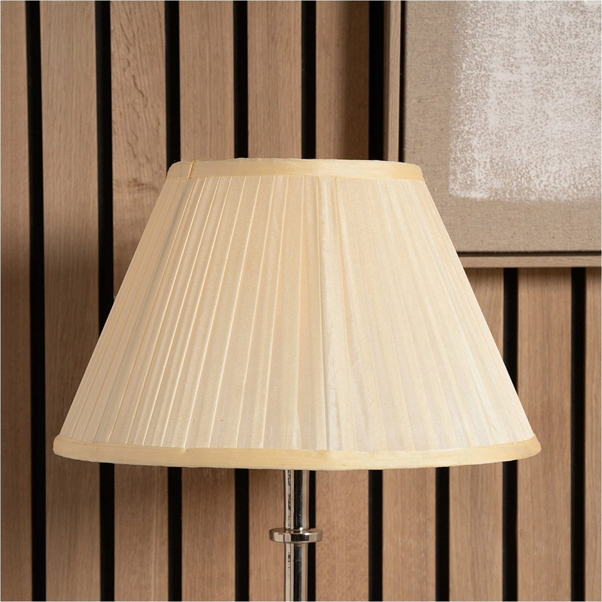 Bacall Almond Silk Knife Pleated Empire Lampshade - 45cm
