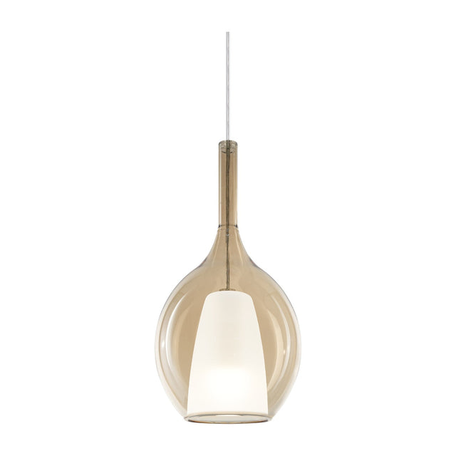 Kalique Raindrop Pendant Light 180mm - Chrome & Amber Glass