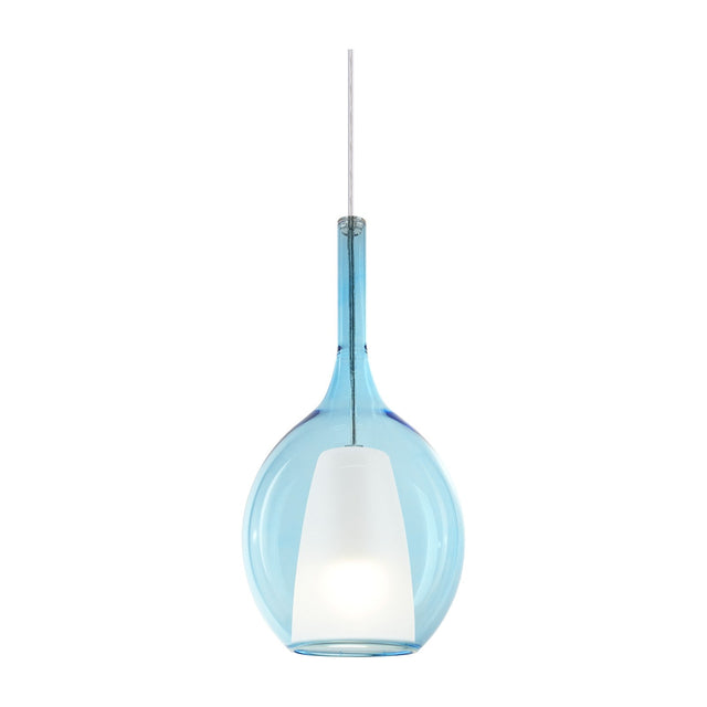 Kalique Raindrop Pendant Light 180mm - Chrome & Light Blue Glass