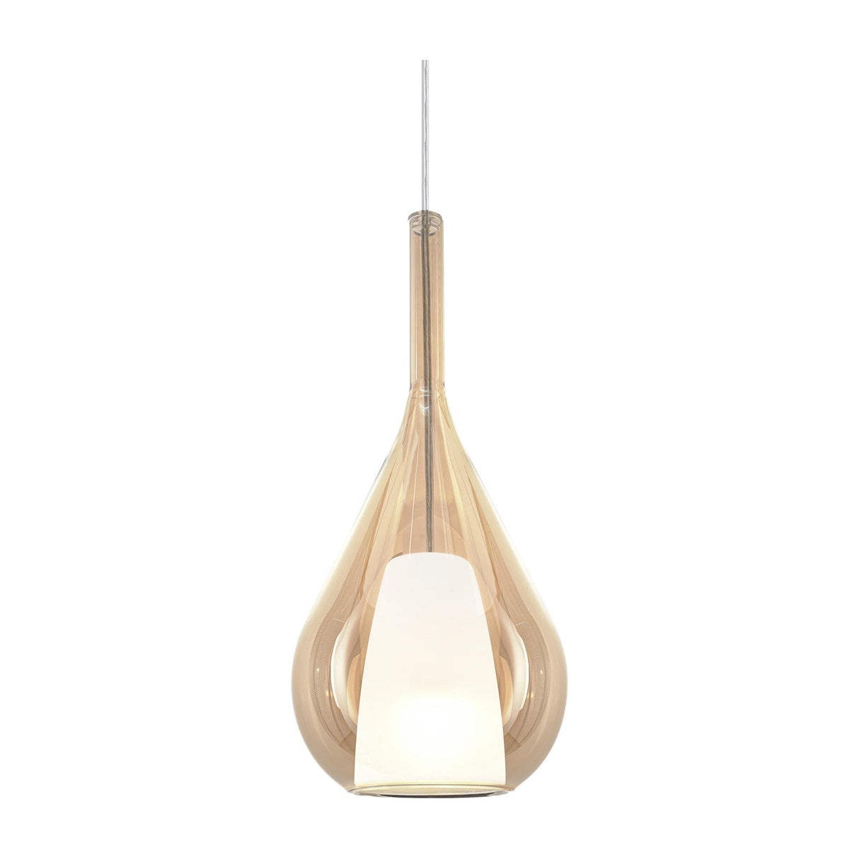 Kalique Teardrop Pendant Light 180mm - Chrome & Amber Glass