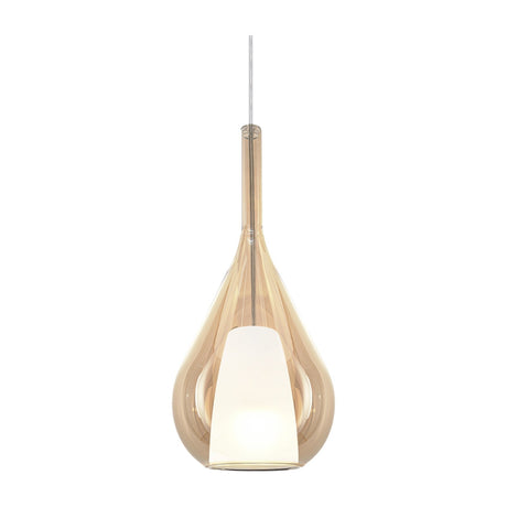 Kalique Teardrop Pendant Light 180mm - Chrome & Amber Glass