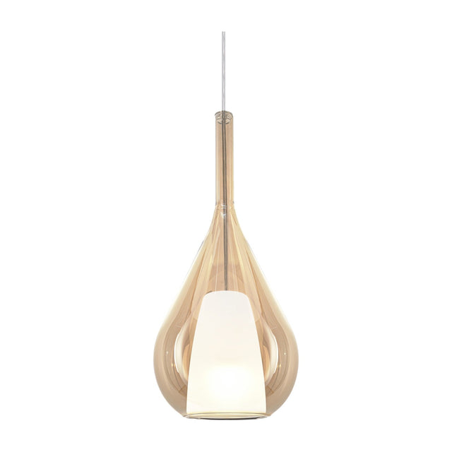 Kalique Teardrop Pendant Light 180mm - Chrome & Amber Glass