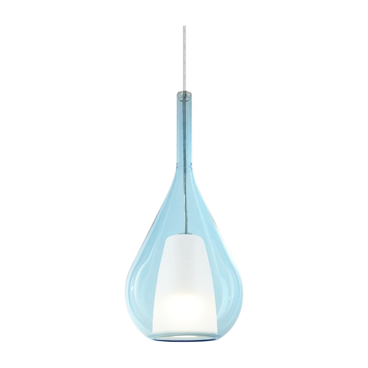Kalique Teardrop Pendant Light 180mm - Chrome & Light Blue Glass