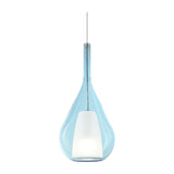 Kalique Teardrop Pendant Light 180mm - Chrome & Light Blue Glass
