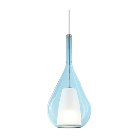 Kalique Teardrop Pendant Light 180mm - Chrome & Light Blue Glass