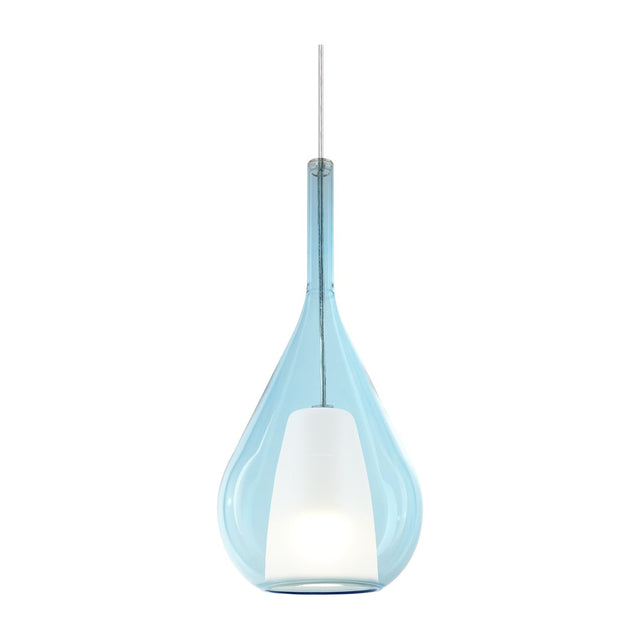 Kalique Teardrop Pendant Light 180mm - Chrome & Light Blue Glass