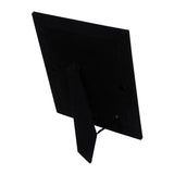 Rear view of the Flat Edge Silverplated Metal Photo Frame 8 x 6in, showing the black velvet back panel with an angled foldout stand, on a plain white background.