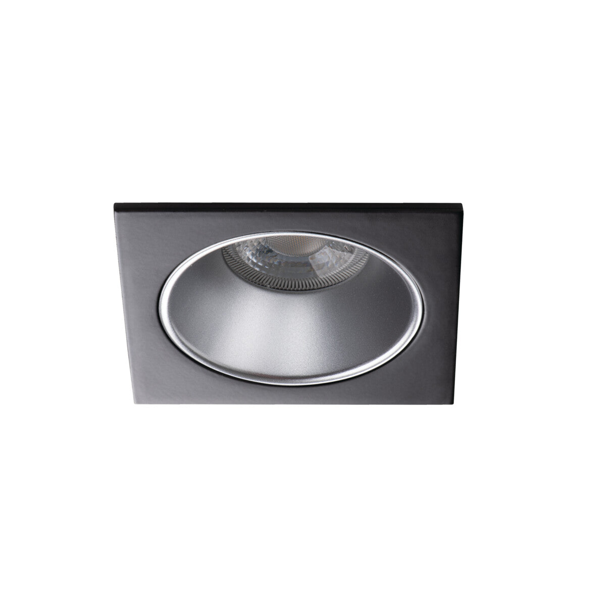 GU10 Recessed Downlight Square 75mm Cut-out IP20 10W Max - Silver / Black