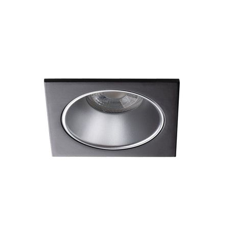 GU10 Recessed Downlight Square 75mm Cut-out IP20 10W Max - Silver / Black