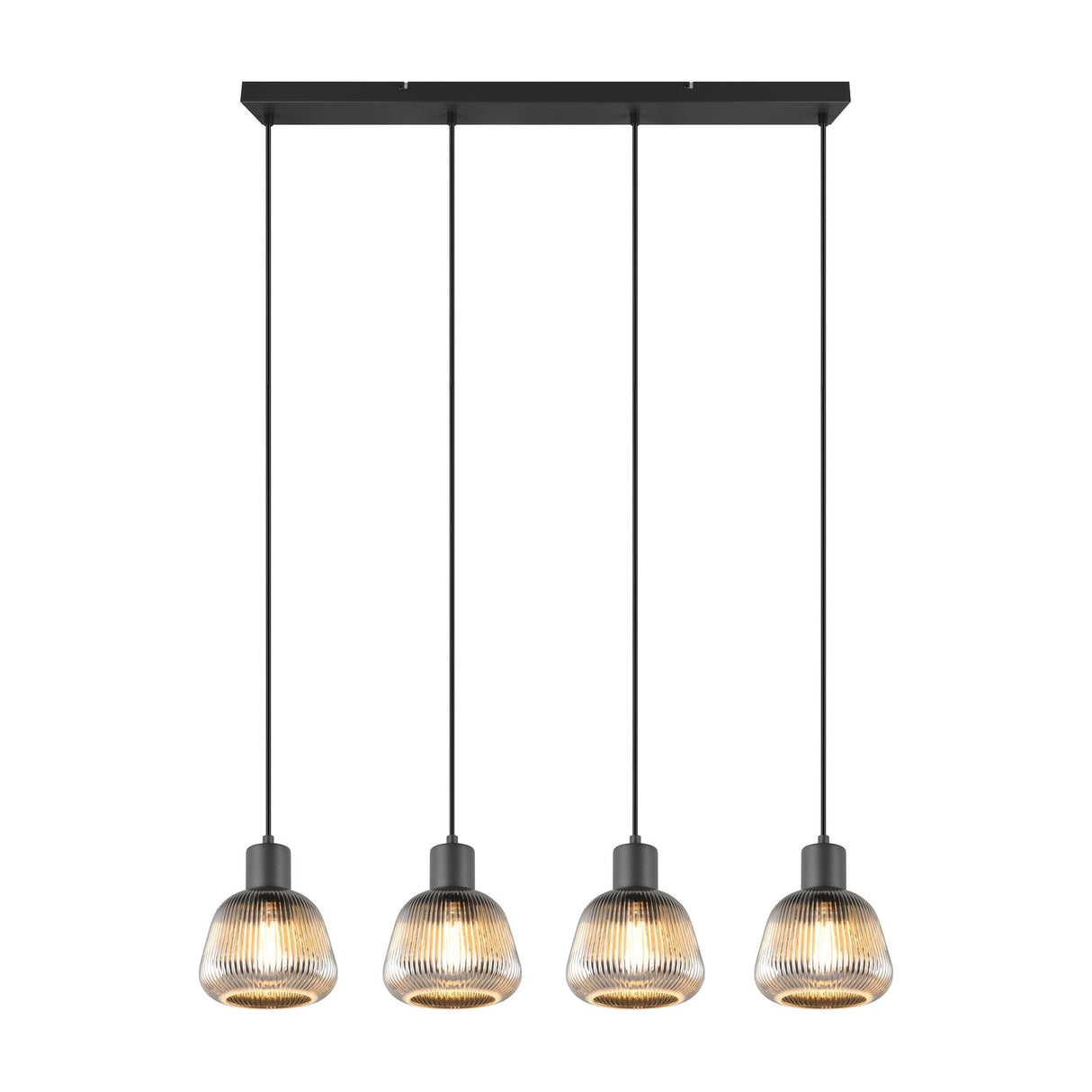 Tarifa 4 Light Glass Chandelier – Matt Black