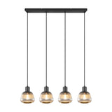 Tarifa 4 Light Glass Chandelier – Matt Black